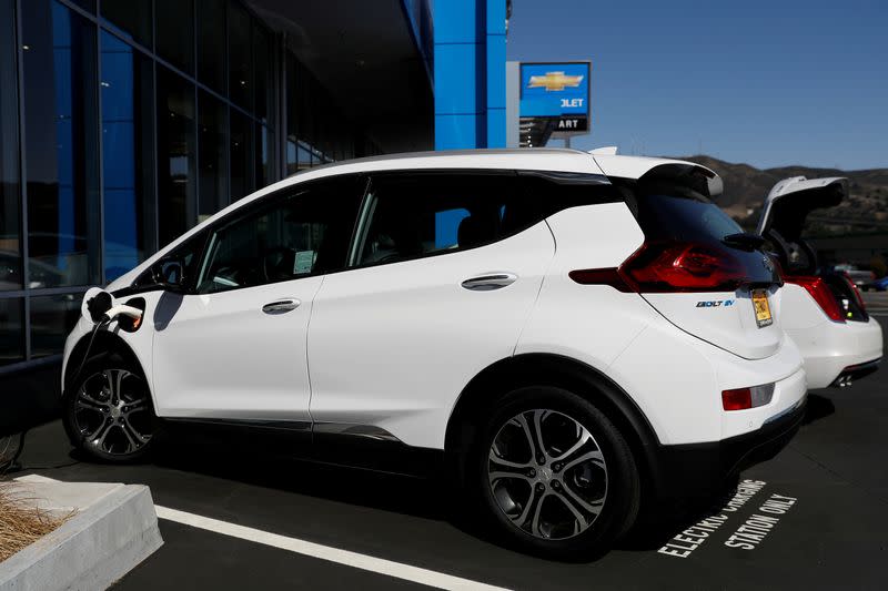FILE PHOTO: A Chevrolet Bolt electric vehicle is seen at Stewart Chevrolet in Colma, California
