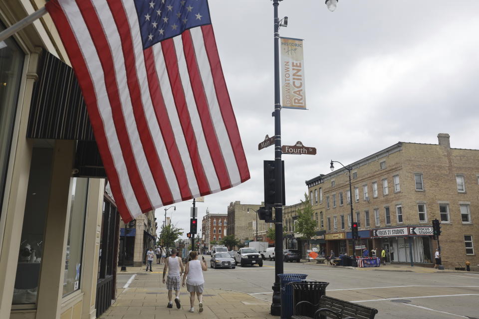 A general view of downtown Racine Tuesday, June 18, 2024, in Racine, Wis. (AP Photo/Jeffrey Phelps)