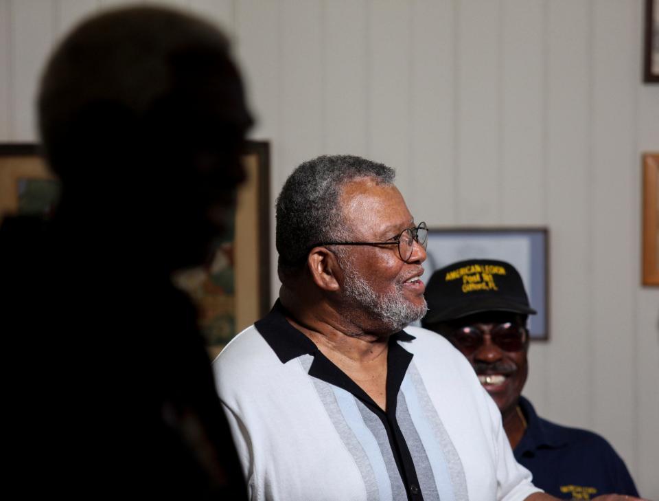 Leon Barnwell (middle) participates in an interview, Tuesday, Oct. 17, 2023, bringing awareness about his father, Pvt. Clifford Barnwell, who was killed during harbor operations in Hawaii preparing for the invasion of Saipan. At the time, news of "The West Loch Disaster," a maritime accident at Pearl Harbor, was kept secret to avoid enemy knowledge. The incident in 1944 began following an explosion in a staging area for landing ships, tanks and other amphibious assault ships in West Loch. Barnwell was aboard LST 353, and his remains were never recovered. During the video interview, Leon Barnwell said Clifford was the first Black man from Indian River County killed in WWII.