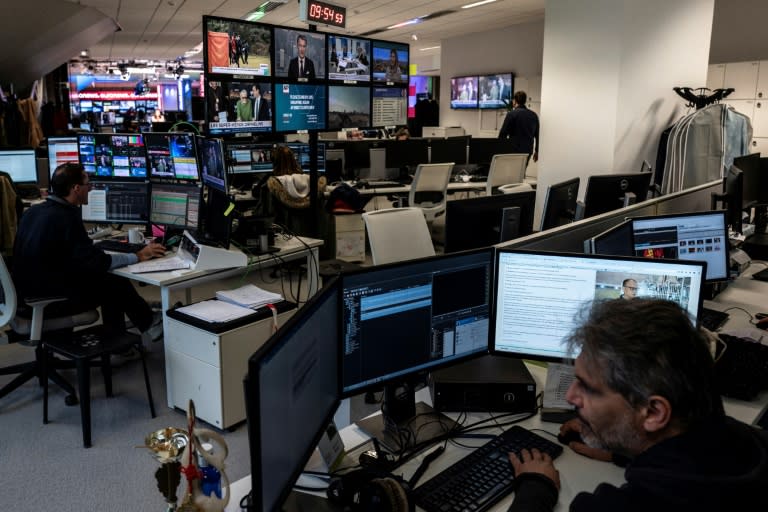 La sala de redacción del canal de noticias europeo Euronews en Lyon, en el sureste de Francia, en una imagen del 13 de noviembre de 2018 (Jean-Philippe Ksiazek)