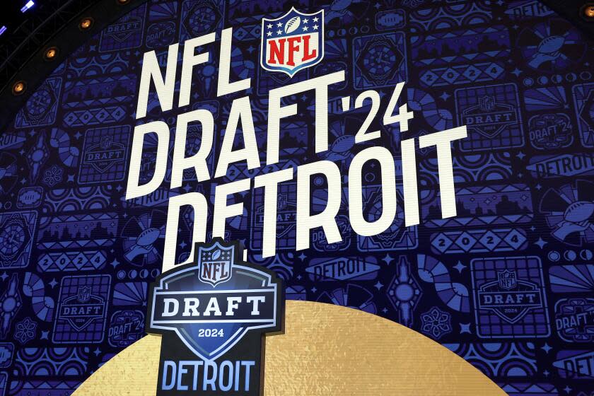 The podium is set on the NFL draft stage in Detroit.