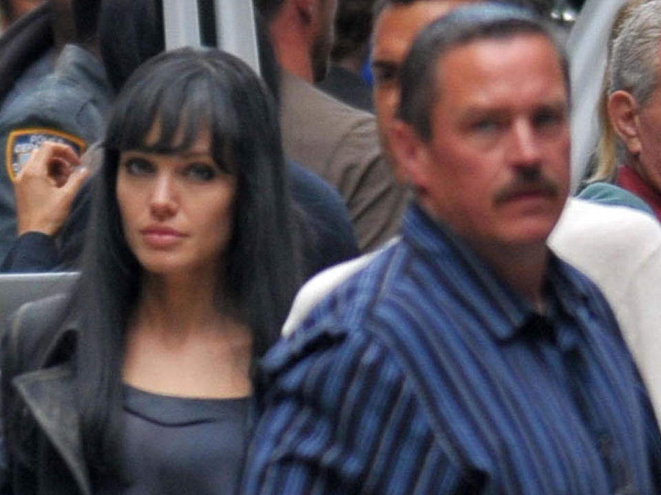 Patrick Gilhuley, seen working as a private security guard with actress Angelina Jolie / Credit: Brett Kaffee/Pacific Coast News