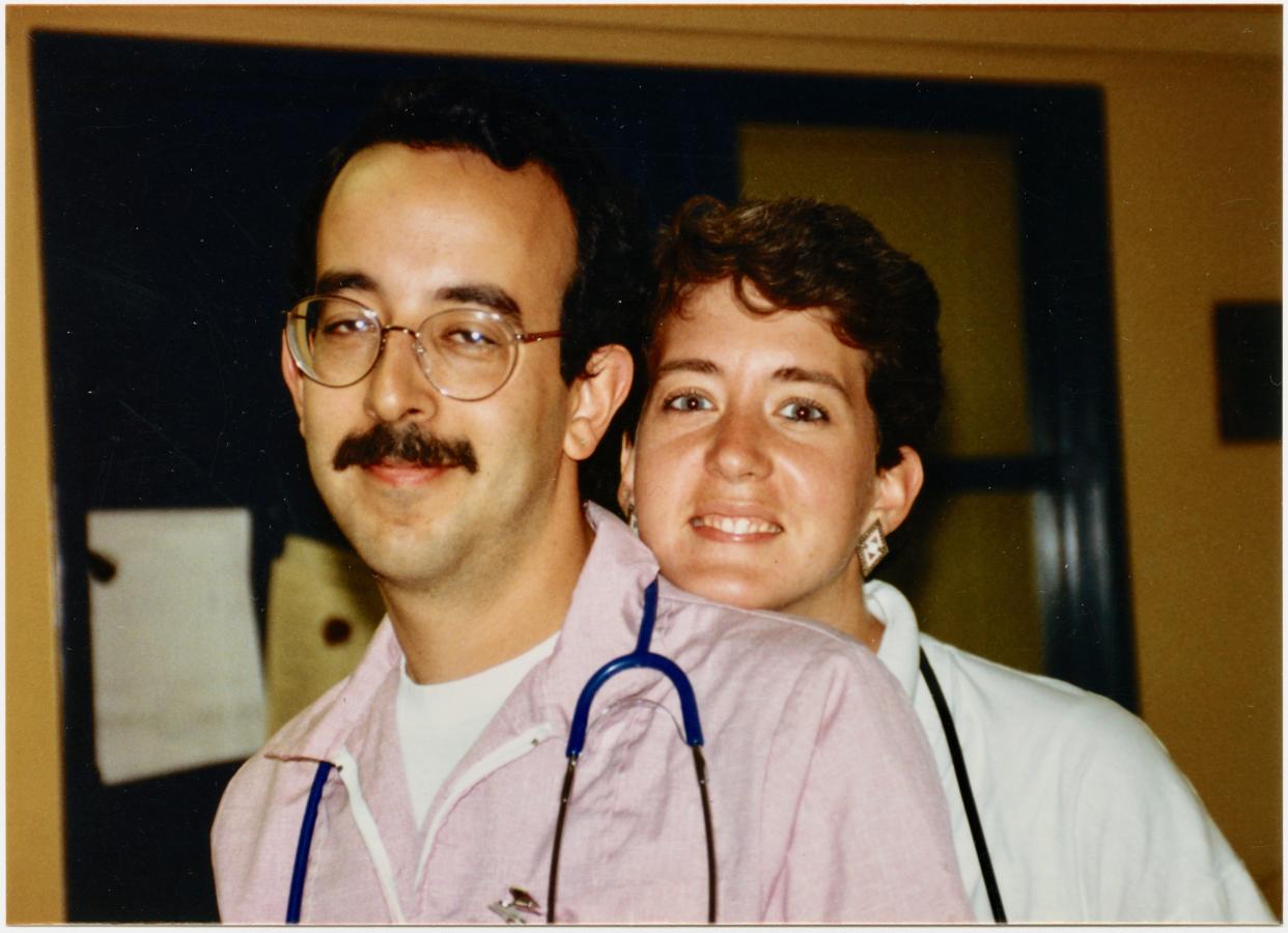 Caption: Ward 5B nurses Sasha Cuttler and Mary Magee Credit: San Francisco General Hospital AIDS Ward 5B/5A Archives, SFH 12, San Francisco History Center, San Francisco Public Library 