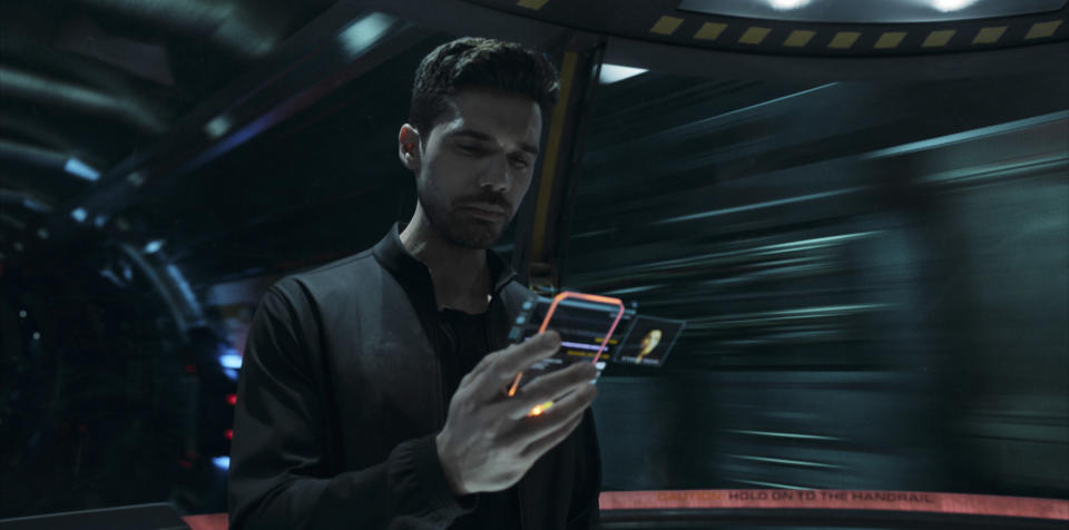 actor Steven Strait as James Holden in a still from the series the expanse