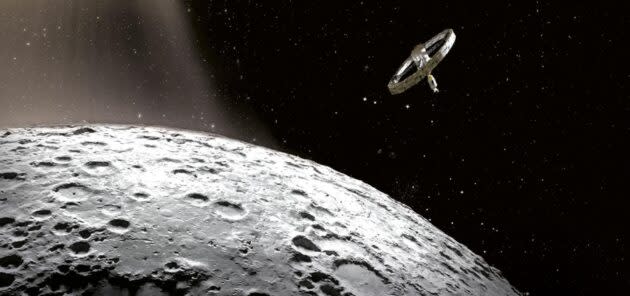 Fictional plans for building a space station beyond the moon
