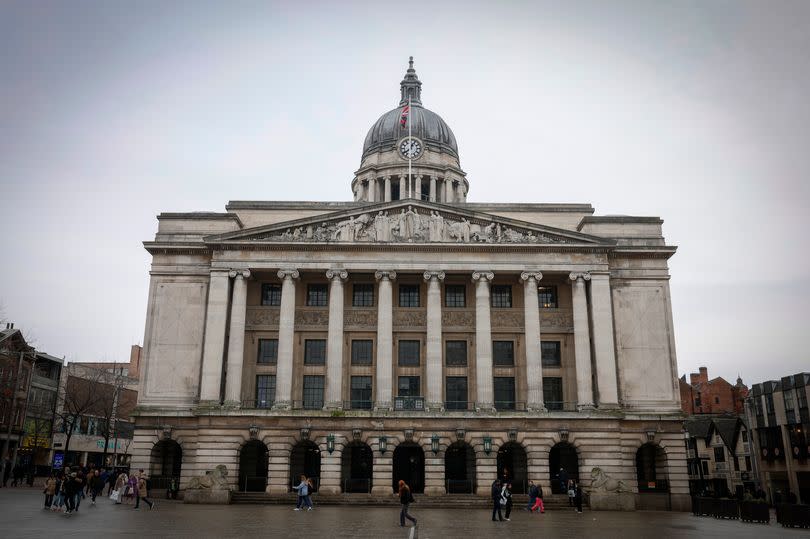 A general view of The Council House in Old Market Square, Nottingham city centre.