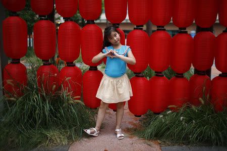 Liang Xiao, who was born in 2007, poses for a photograph in Shanghai August 24, 2014. REUTERS/Carlos Barria