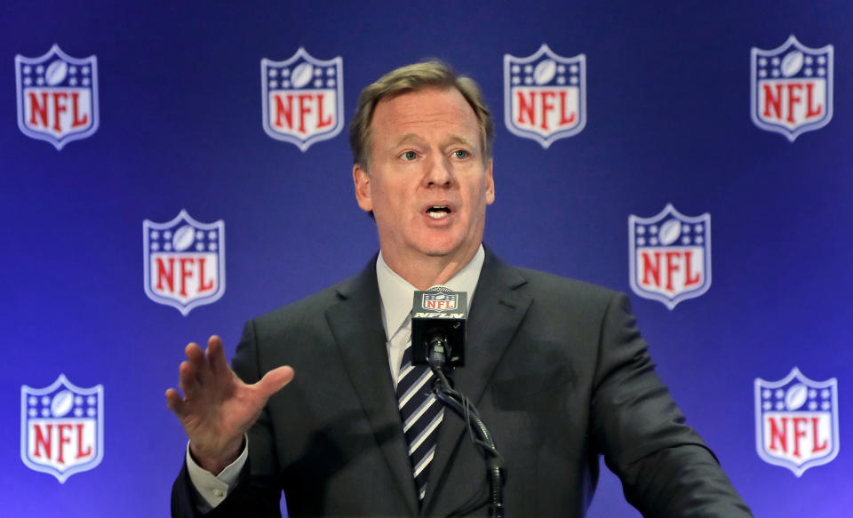 NFL commissioner Roger Goodell said he wants all players to stand for the national anthem. (AP)