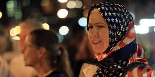 NEW YORK - SEPTEMBER 10:  Patty Anton, an American who is a practicing Muslim, attends a rally in support of religious freedom on September 10, 2010 in New York, New York. Over a thousand people attended the rally on the eve of September 11 to support American Muslims and to call for the building of the Park 51 Mosque in lower Manhattan.  (Photo by Spencer Platt/Getty Images) (Photo: )