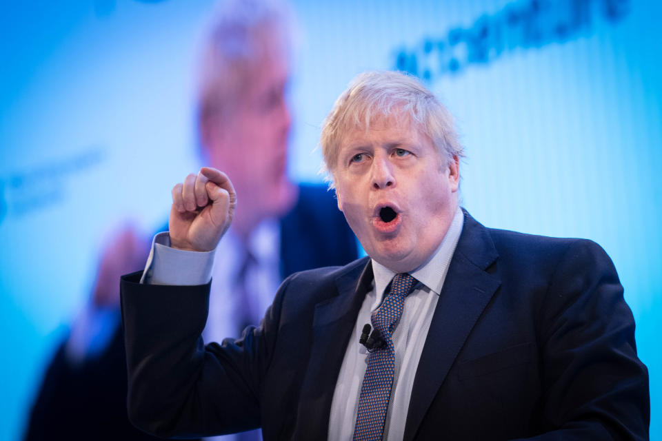 Prime minister, Boris Johnson speaking at the CBI annual conference at the InterContinental Hotel in London. PA Photo. Picture date: Monday November 18, 2019. See PA story POLITICS Election. Photo credit should read: Stefan Rousseau/PA Wire