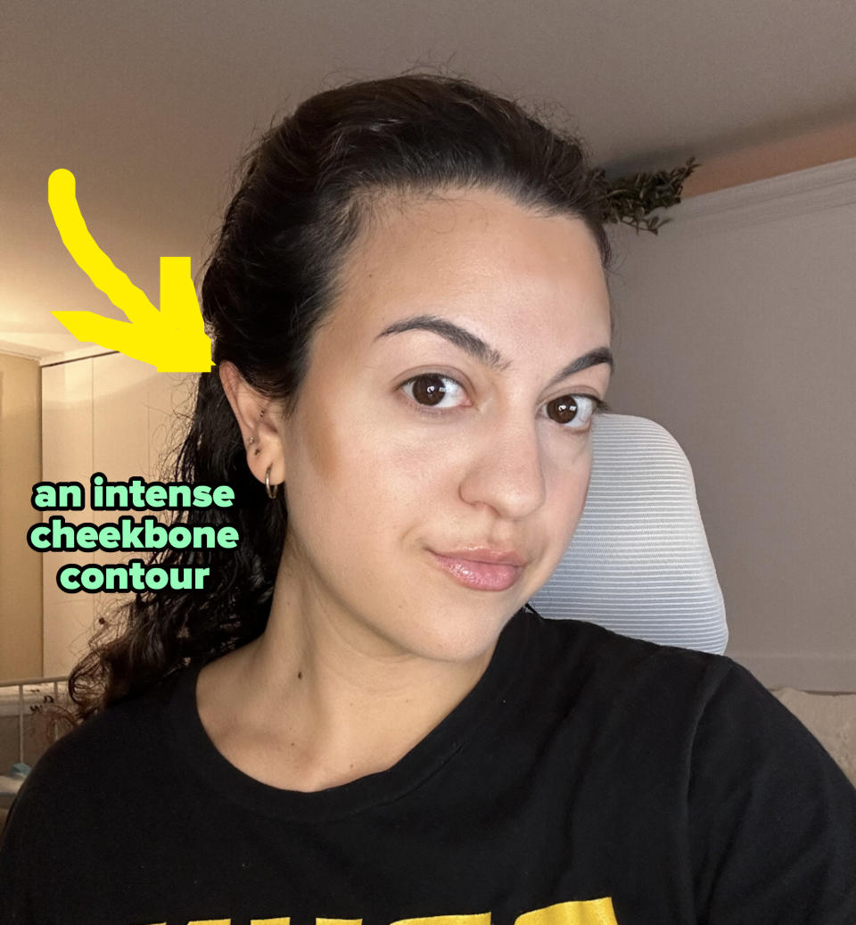 the author posing for a selfie with her contour