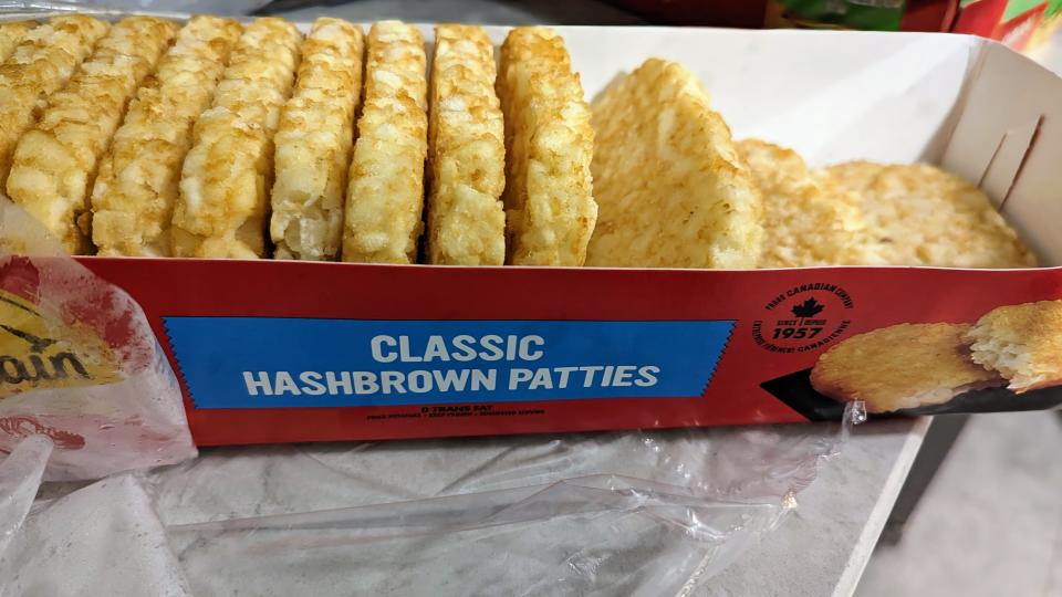 box of frozen hash brown patties