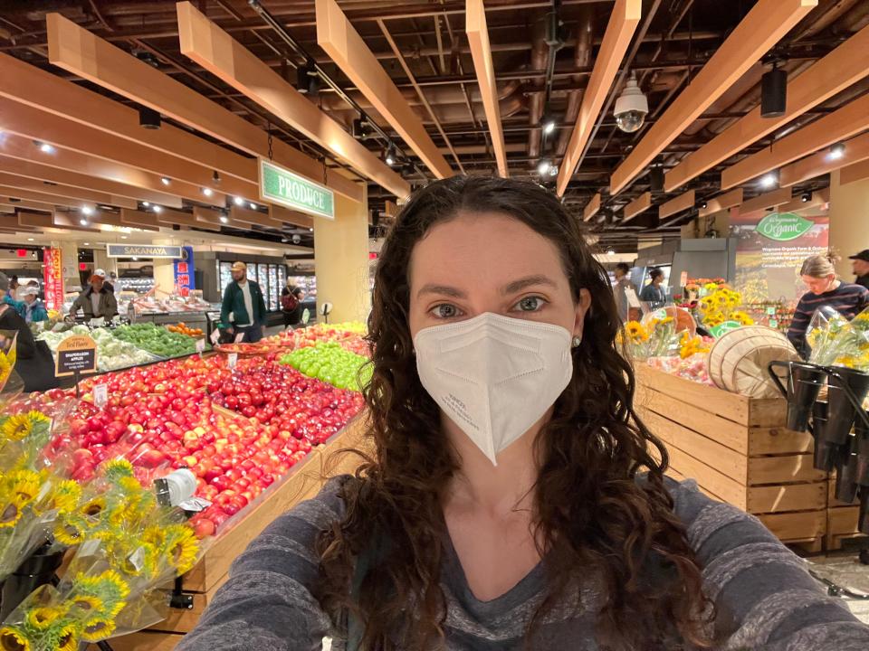Talia Lakritz takes a selfie in the produce aisle at Wegmans.