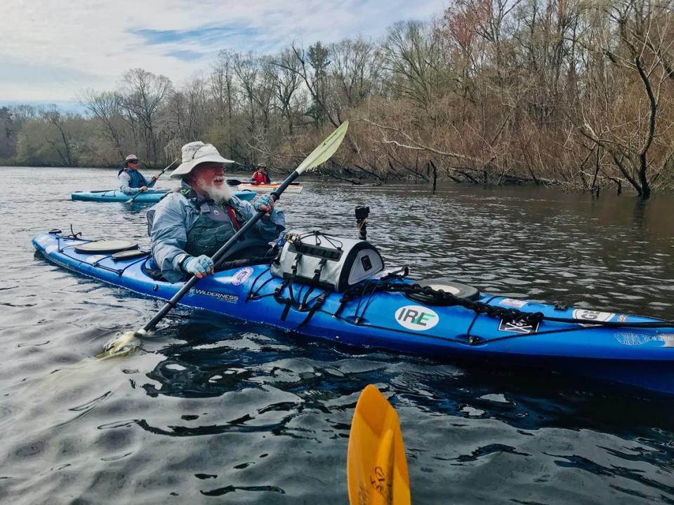 Experienced kayaker Tom Taylor of Greenville is well-outfitted for a day of exploring the Edisto River on this section near Jacksonboro. This passage is remote, with few houses and a good current, but is easily navigated by paddlers of all ranges of experience. Matt Richardson/Special to The Island Packet and Beaufort Gazette