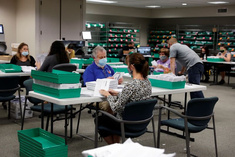 FILE PHOTO: Mail-in ballots are counted in Lehigh County, Pennsylvania