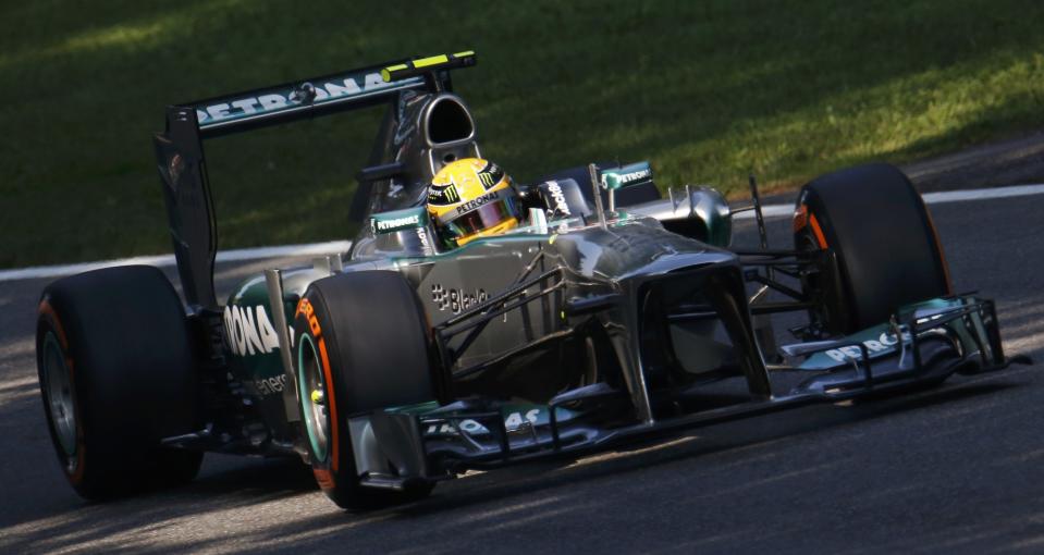 Mercedes Formula One driver Lewis Hamilton of Britain drives during the third practice session of the Italian F1 Grand Prix at the Monza circuit September 7, 2013. REUTERS/Stefano Rellandini (ITALY - Tags: SPORT MOTORSPORT F1)
