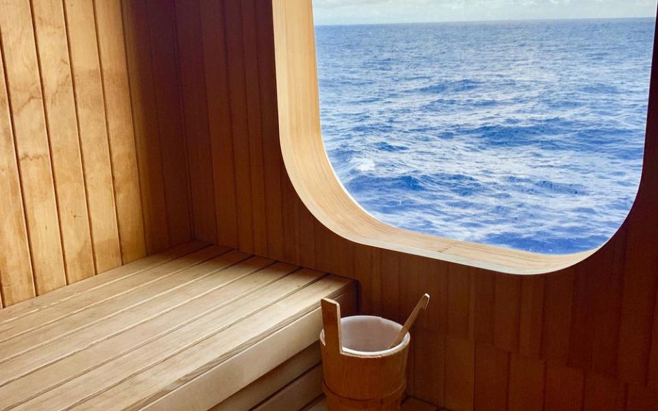 Silver Muse's onboard sauna offers views of the ocean. | Jillian Dara