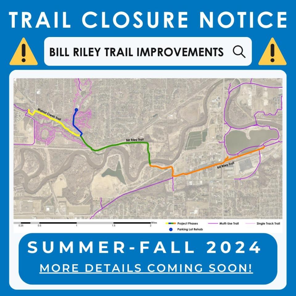 Bill Riley Trail is closing soon, according to Des Moines Parks and Recreation. It may be closed through October.