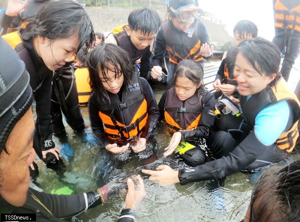學生透過浮潛觀察海洋生物。（圖：新北市教育局提供）