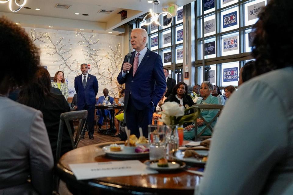 PHOTO: President Joe Biden speaks during a campaign stop at South Restaurant & Jazz Club in Philadelphia, May 29, 2024.  (Elizabeth Frantz/Reuters)