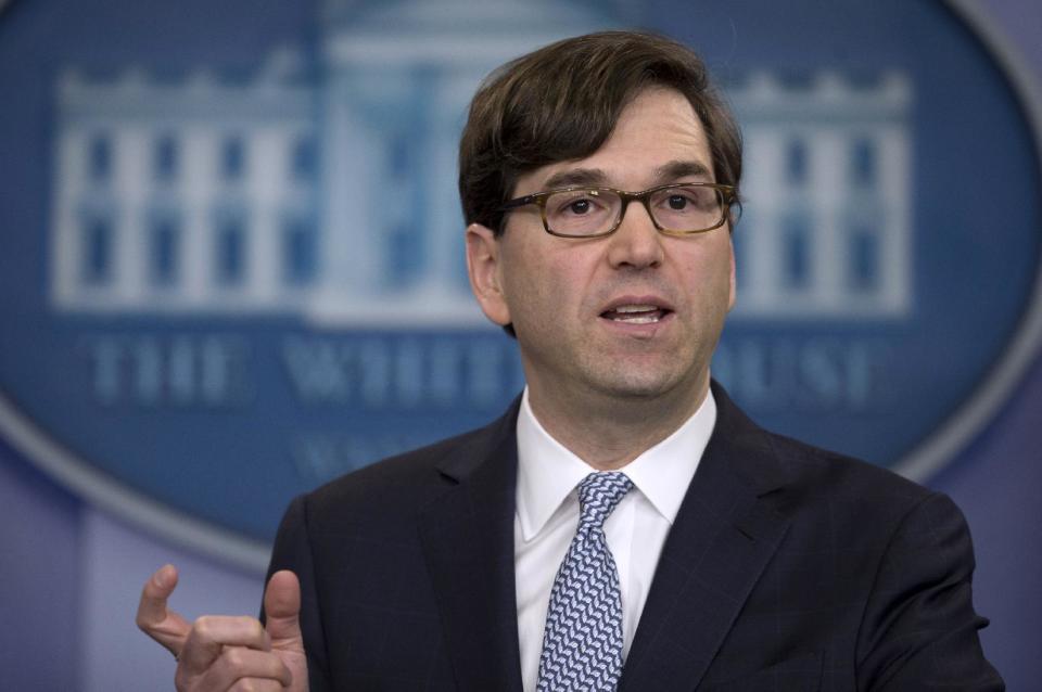 Chairman of the Council of Economic Advisers Jason Furman speaks during the daily news briefing at the White House in Washington, Tuesday, Feb. 4, 2014, about the Congressional Budget Office (CBO) report and the Affordable Care Act. The federal deficit is likely to continue its slide to a lower-than-expected $514 billion for 2014, the nonpartisan CBO reported Tuesday. (AP Photo/Carolyn Kaster)