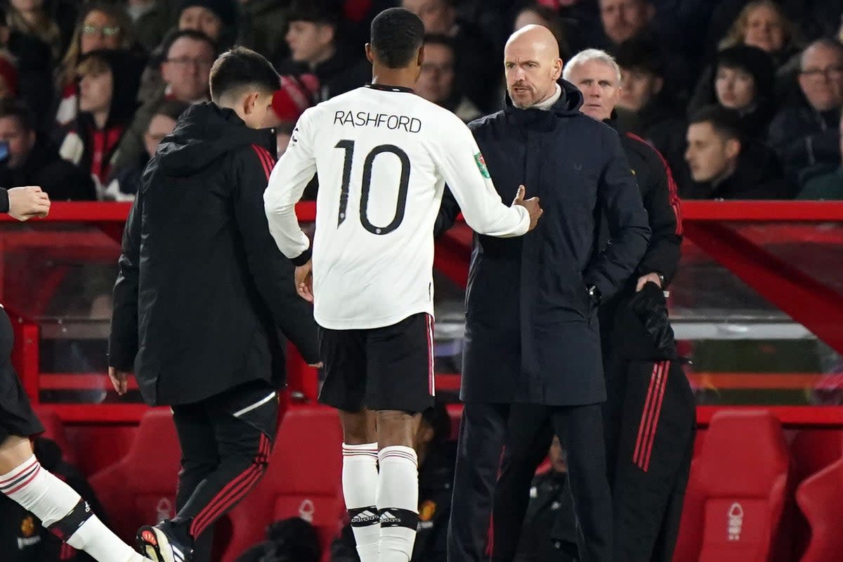 Marcus Rashford has been labelled “unstoppable” by Erik ten Hag (Tim Goode/PA) (PA Wire)