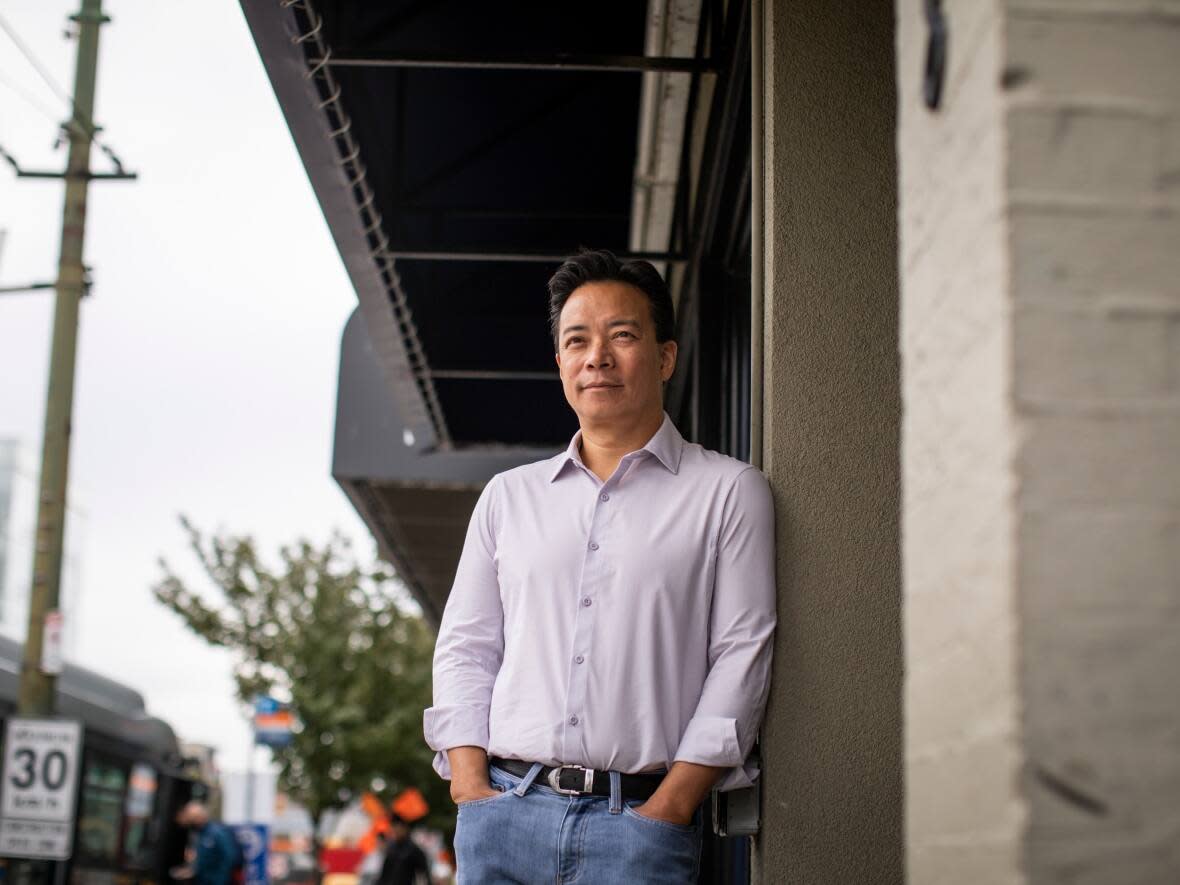 Vancouver mayoral candidate Ken Sim, running with A Better City (ABC), is pictured in Vancouver on Sept. 29. (Ben Nelms/CBC - image credit)