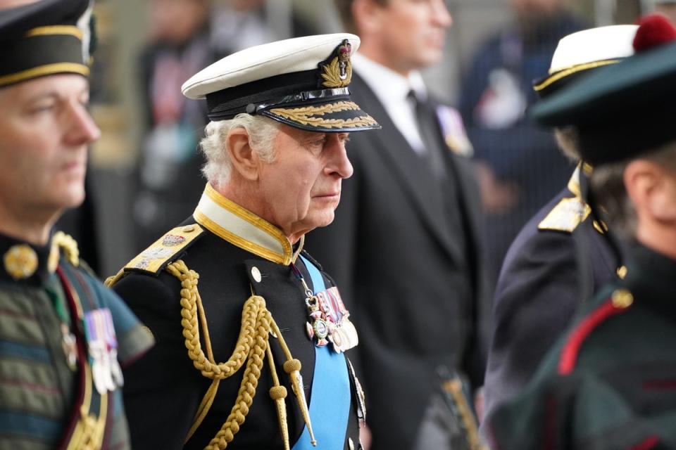 King Charles III at his mother’s funeral (James Manning / PA Archive)