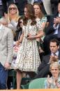 <p>Kate sported a new dress by Alexander McQueen, showcasing the 'Obsessions Talisman' print, at Wimbledon.</p>