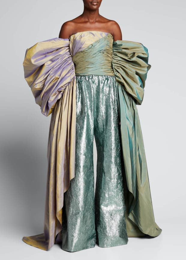 <p>Christopher John Rogers Ruched Off-the-Shoulder Bustier Silk Top, $2,945, <a href="https://www.bergdorfgoodman.com/p/christopher-john-rogers-ruched-off-the-shoulder-bustier-silk-top-prod160560012?childItemId=BGB5ZE7_&navpath=cat000000_cat000001_cat651702&page=0&position=5&uuid=PDP_PAGINATION_e9ec0ce8ca8f1dc4f599315e45b28bd1_FliDa4t008BnQ_Bc57wB8S8hFWtpfJS5VOhLGH9T.jsession" rel="nofollow noopener" target="_blank" data-ylk="slk:available here;elm:context_link;itc:0;sec:content-canvas" class="link ">available here</a>.</p>