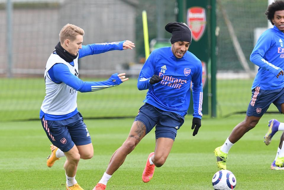 <p>Odegaard and Aubameyang will not be involved in Prague</p> (Arsenal FC via Getty Images)