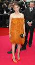 Melanie Laurent opted for a strapless saffron feathered frock for the 61st Annual Cannes Film Festival on May 25, 2008