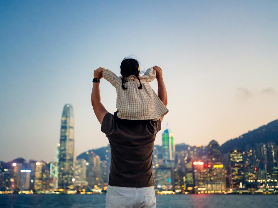 Father and daughter in Hong Kong