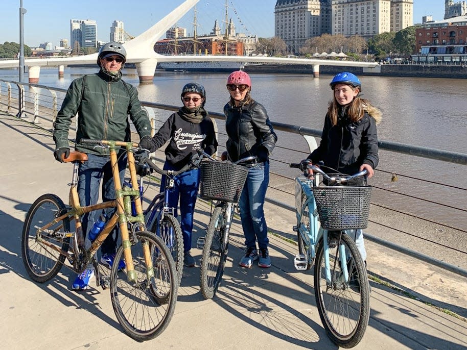 Lanin family on a bike tour in Buenos Aires, Argentina