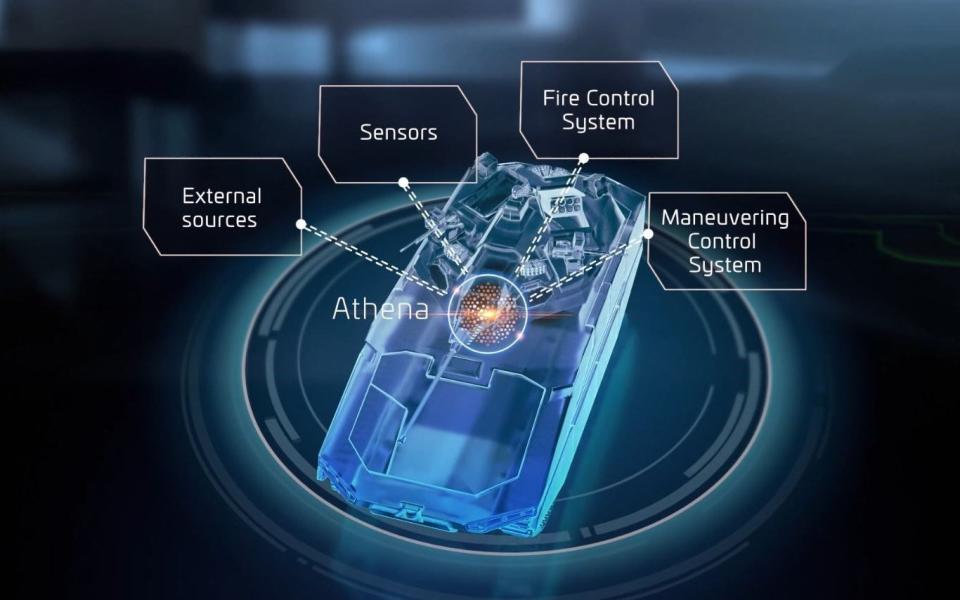 A computer image indicates where the AI system would fit on a tank