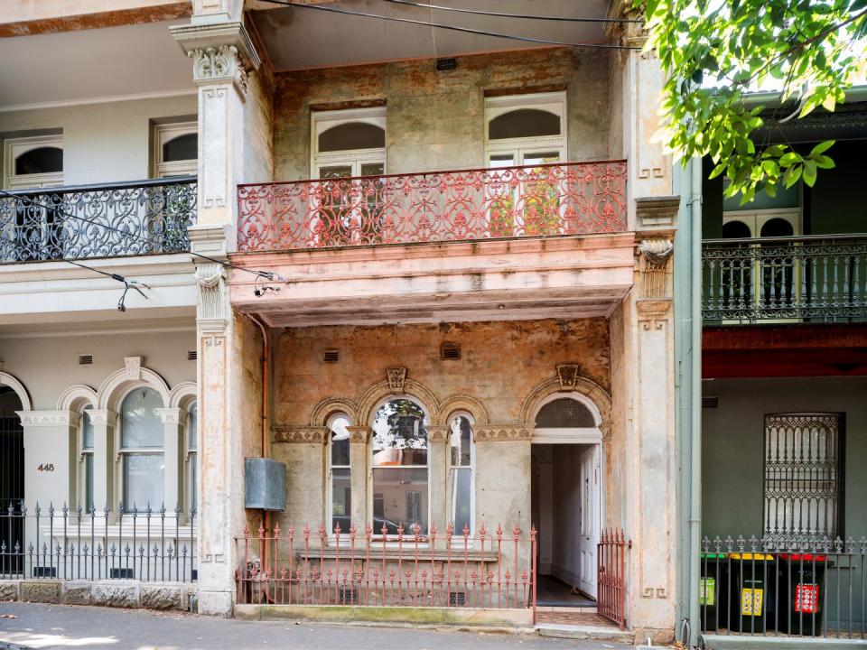 A picture of the front of the house at 448 Bourke Street, Sydney.