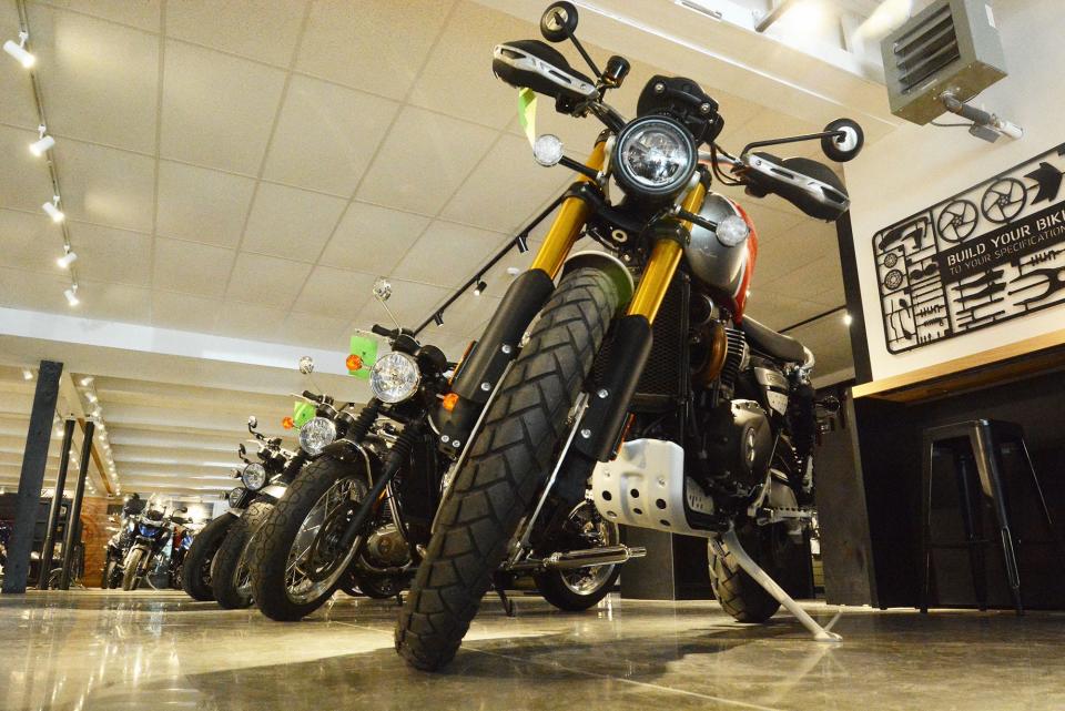 Motorcycles at the new Street Stuff Cycle motorcycle showroom in Norwich.