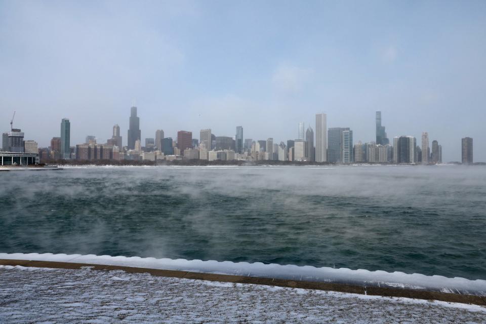 Mist rises from Lake Michigan in Chicago on December 23, 2022, where temperatures reached -6F (-21C) ahead of the Christmas holiday (AFP via Getty Images)