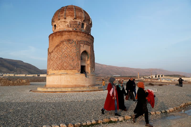 The 15th century Zeynel Bey tomb is seen in its new location in the southeastern town of Hasankeyf in Batman province