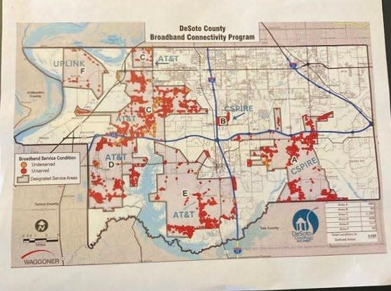 The map showing the areas the three internet providers will cover in the Broadband Connectivity Program.