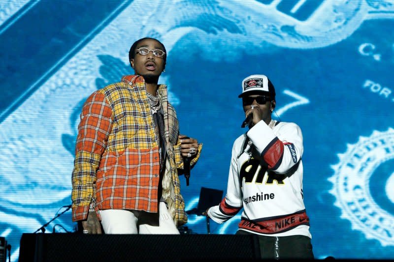 Quavo (L) and Offset perform at Day N Vegas Music Festival in 2019. File Photo by James Atoa/UPI