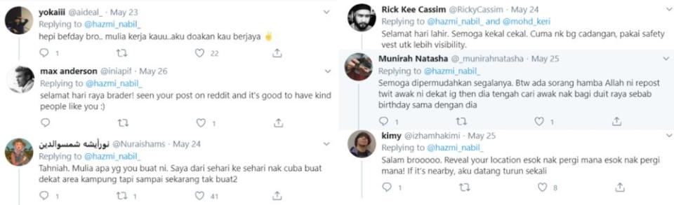 Social media users were proud of Hazmi for choosing to celebrate his birthday this way. — Screengrab via Twitter/@hazmi_nabil_