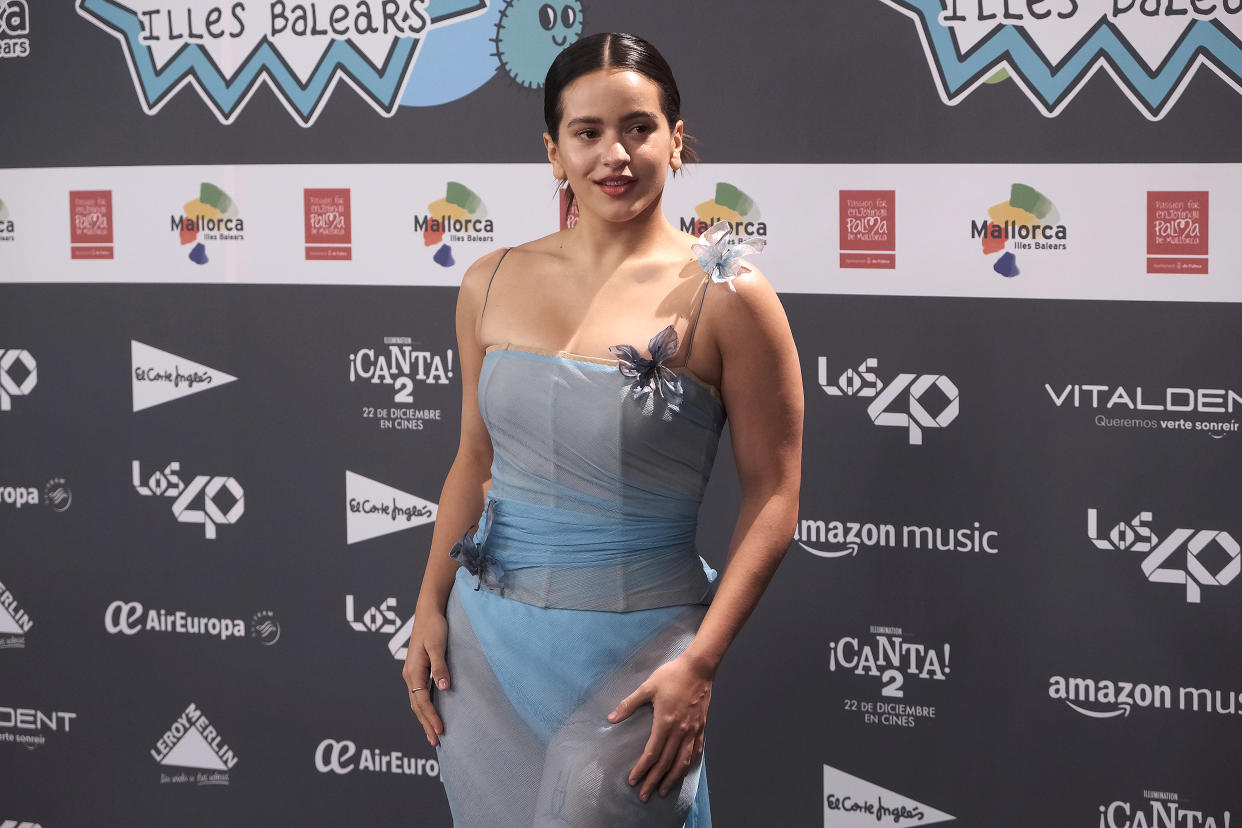 PALMA DE MALLORCA MAJORCA, SPAIN - NOVEMBER 12: The singer Rosalia, poses at the photocall of the 40 Music Awards 2021 at the Veledrom de Palma, on 12 November, 2021 in Palma de Mallorca, Mallorca, Balearic Islands, Spain. The final gala of the 40 Music Awards brings together prominent national and international artists and numerous guests from the fields of culture, sport, fashion and society. The aim of the event, which sold out in two hours, is to find out who are the best artists of the year. Los40 close with LOS40 MUSIC AWARDS, the 40 days of music with which they have filled several emblematic spaces of the Balearic Islands with music. (Photo By Isaac Buj/Europa Press via Getty Images)