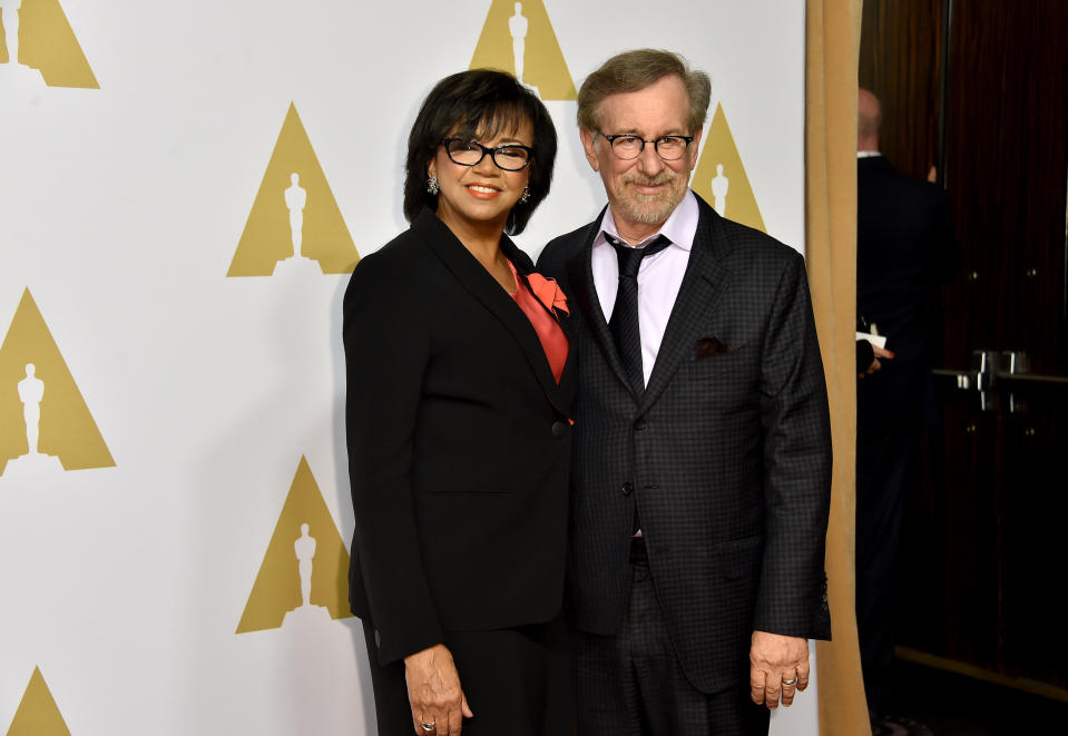Mandatory Credit: Photo by Rob Latour/REX/Shutterstock (5584910gl) Cheryl Boone Isaacs and Steven Spielberg 88th Academy Awards Nominees Luncheon, Los Angeles, America - 08 Feb 2016