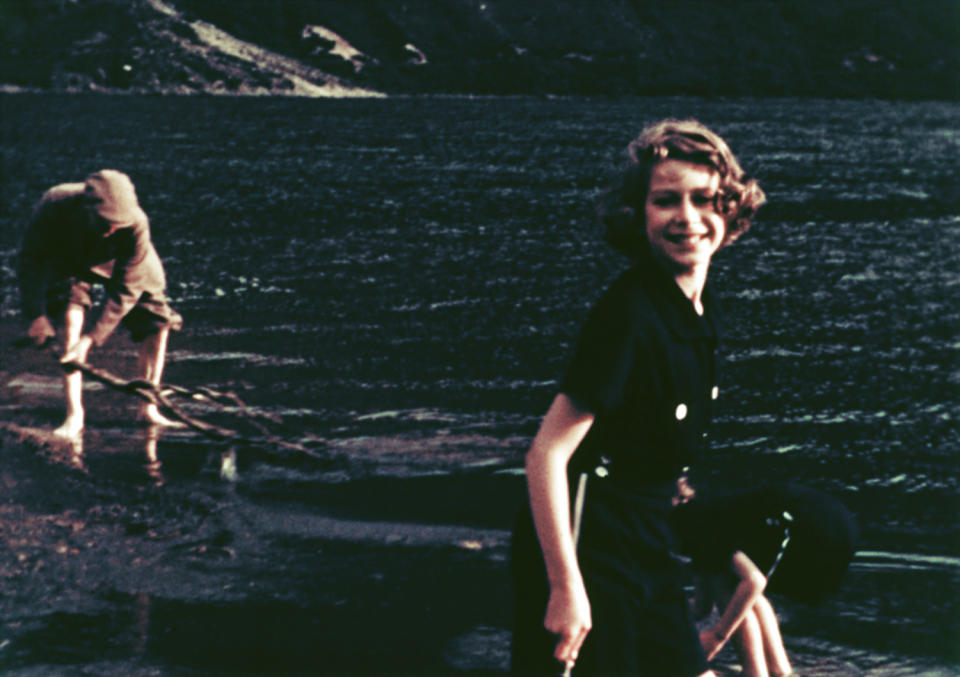 <p>Princess Elizabeth and Princess Margaret during a visit to Balmoral in 1938.</p> <p>"Private photos can often show the fun behind the formality," the Queen says in the documentary, <em>Elizabeth: The Unseen Queen.</em></p>