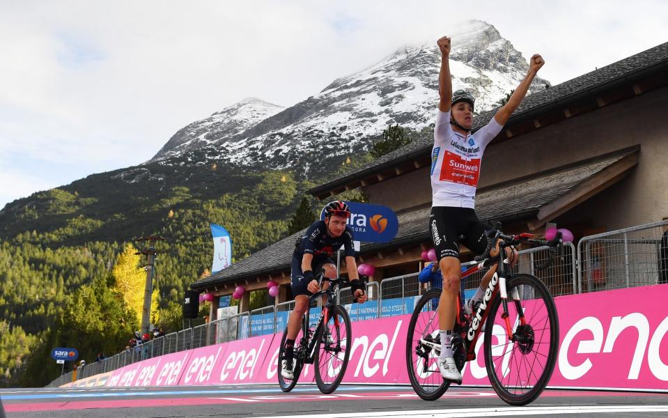 Giro d'Italia 2020, stage 18 — full results and standings: Jai Hindley wins stage as Sunweb team-mate Wilco Kelderman takes pink - GETTY IMAGES