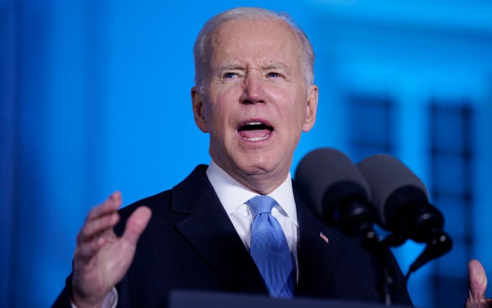 President Joe Biden delivers a speech about the Russian invasion of Ukraine, at the Royal Castle, Saturday, March 26, 2022, in Warsaw.  - Evan Vucci/AP