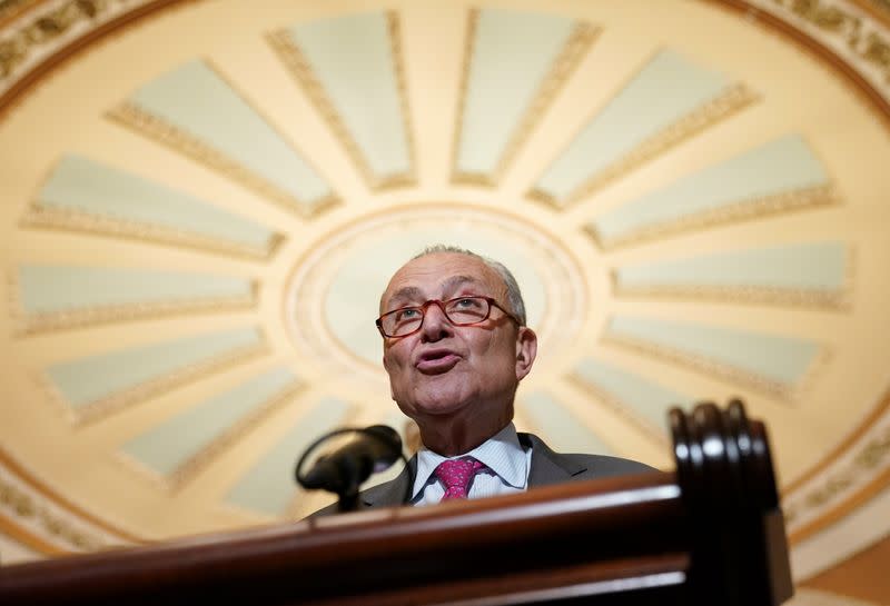 Schumer speaks to reporters in Washington