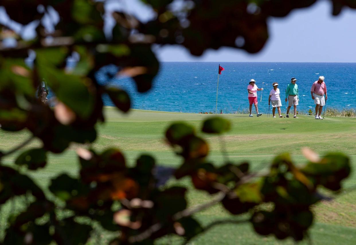 Members at the Gulf Stream Club finish a round of golf in Delray Beach, Thursday, March 26, 2020. [ALLEN EYESTONE/palmbeachpost.com]