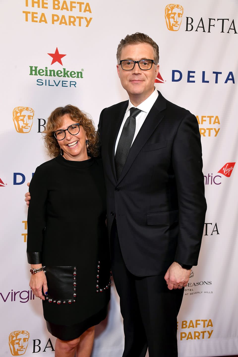 galyn susman and angus maclane attend the bafta tea party at four seasons hotel los angeles at beverly hills on january 14, 2023 in los angeles, california